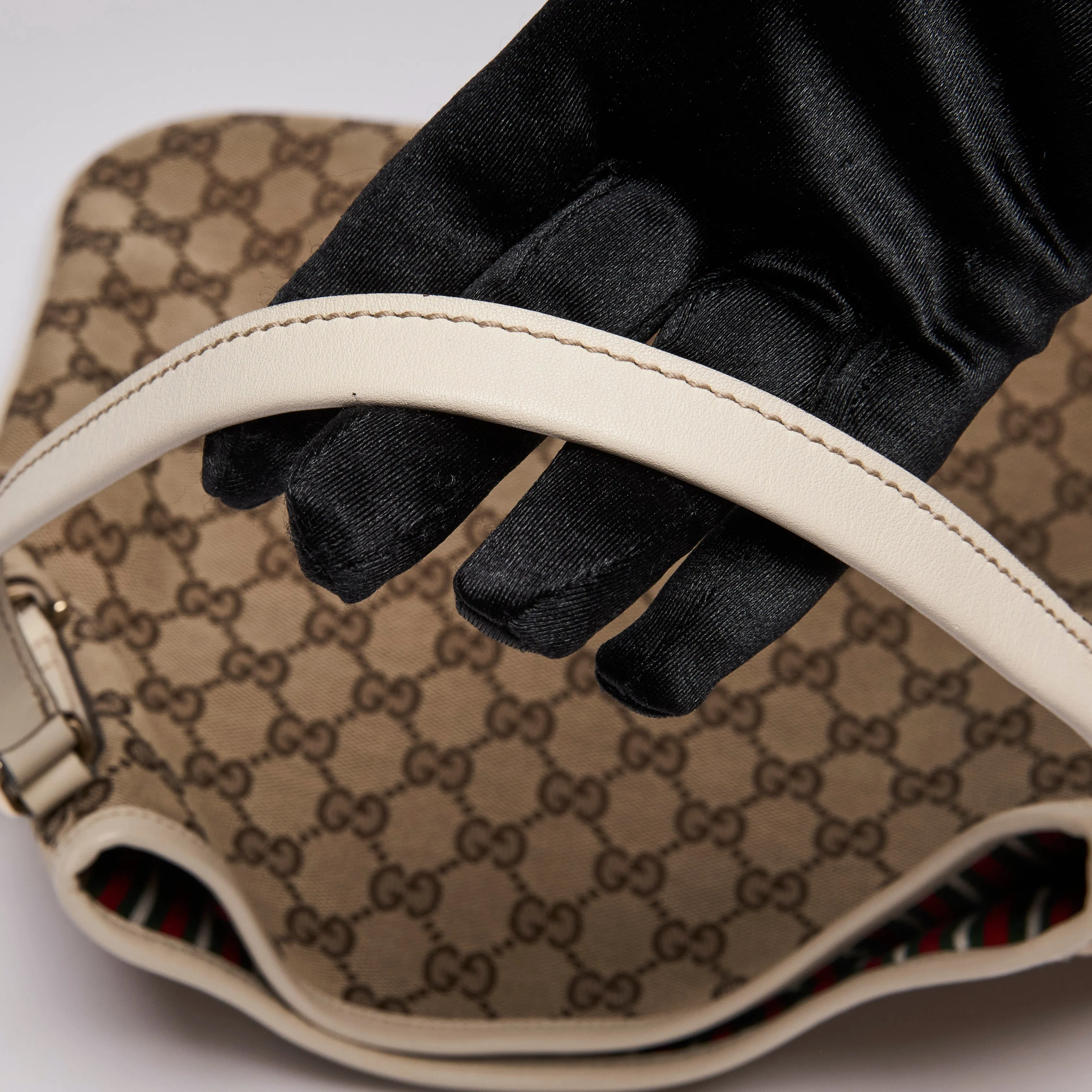 Gucci Brown & Cream GG Canvas Monogram Britt Shoulder Bag