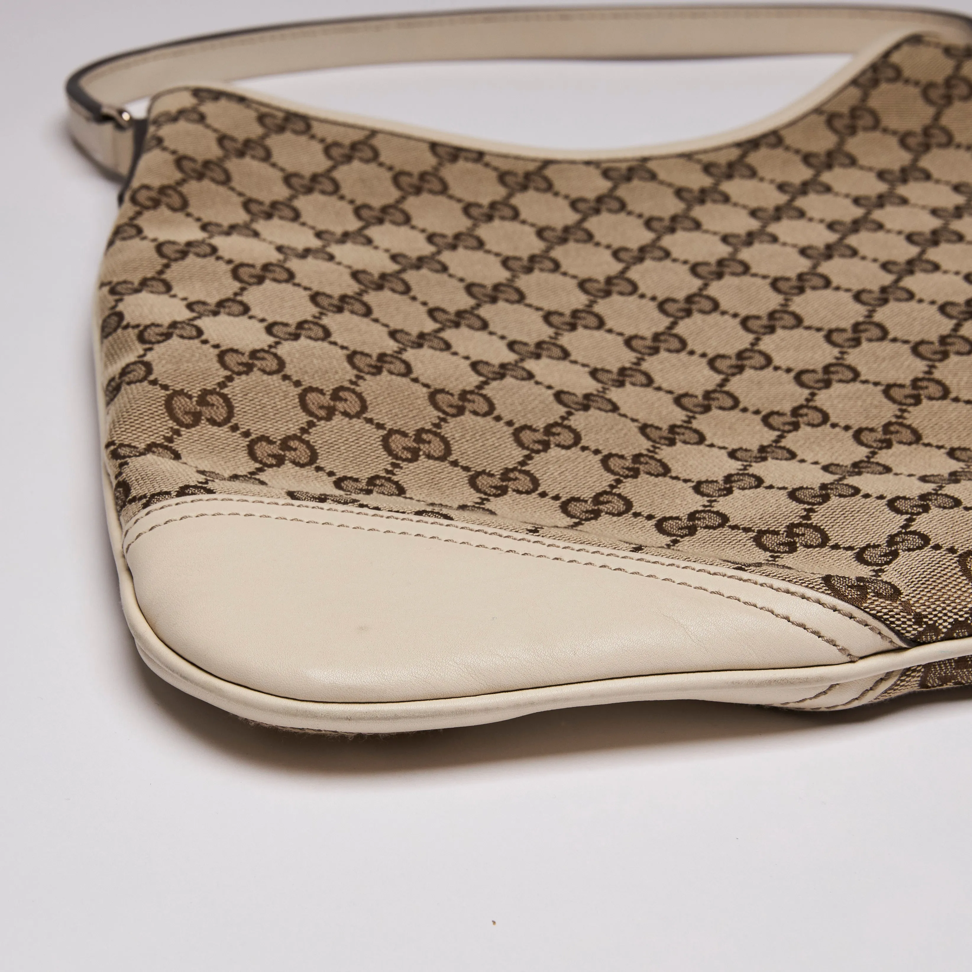 Gucci Brown & Cream GG Canvas Monogram Britt Shoulder Bag