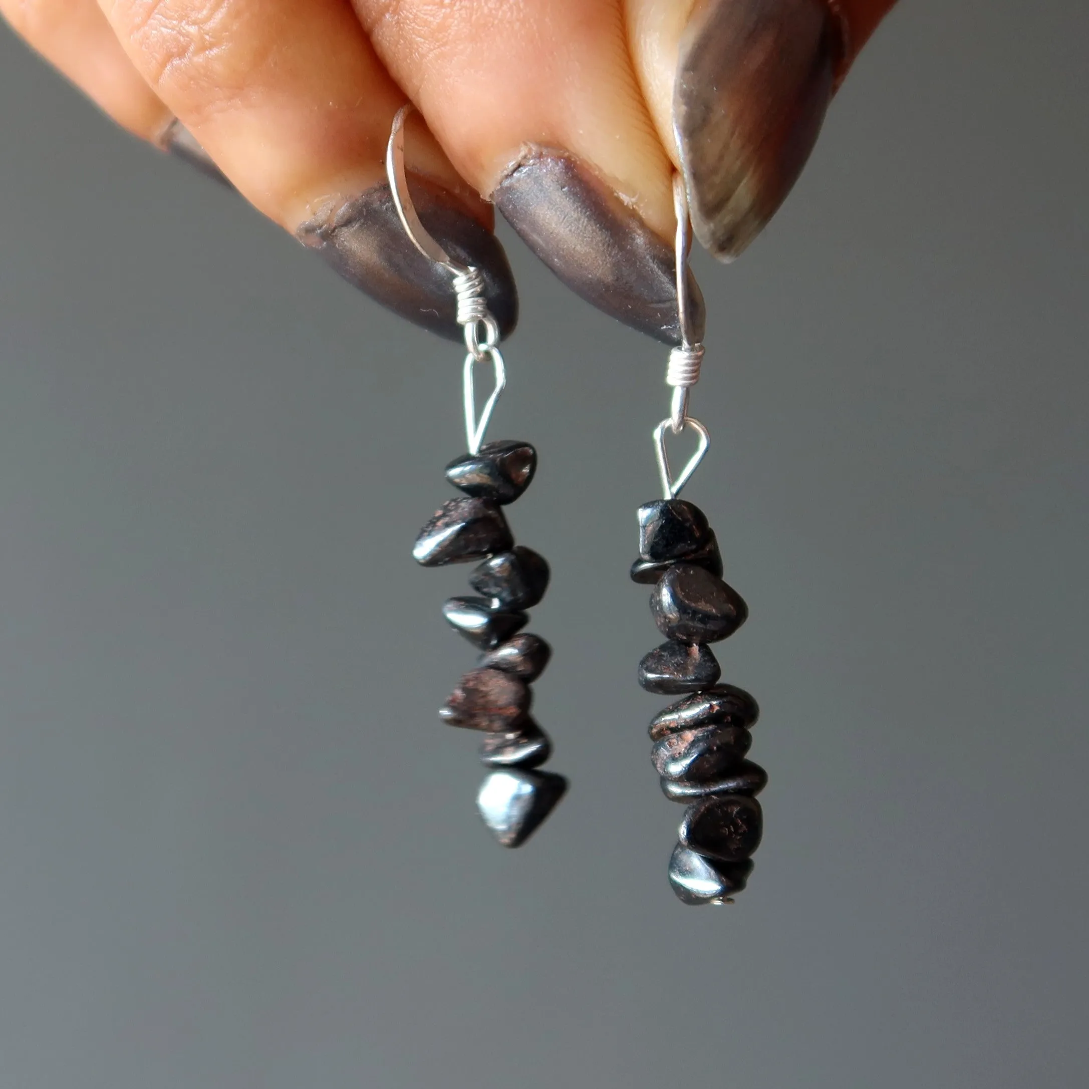 Hematite Earrings Positive Energy Dangle Stones