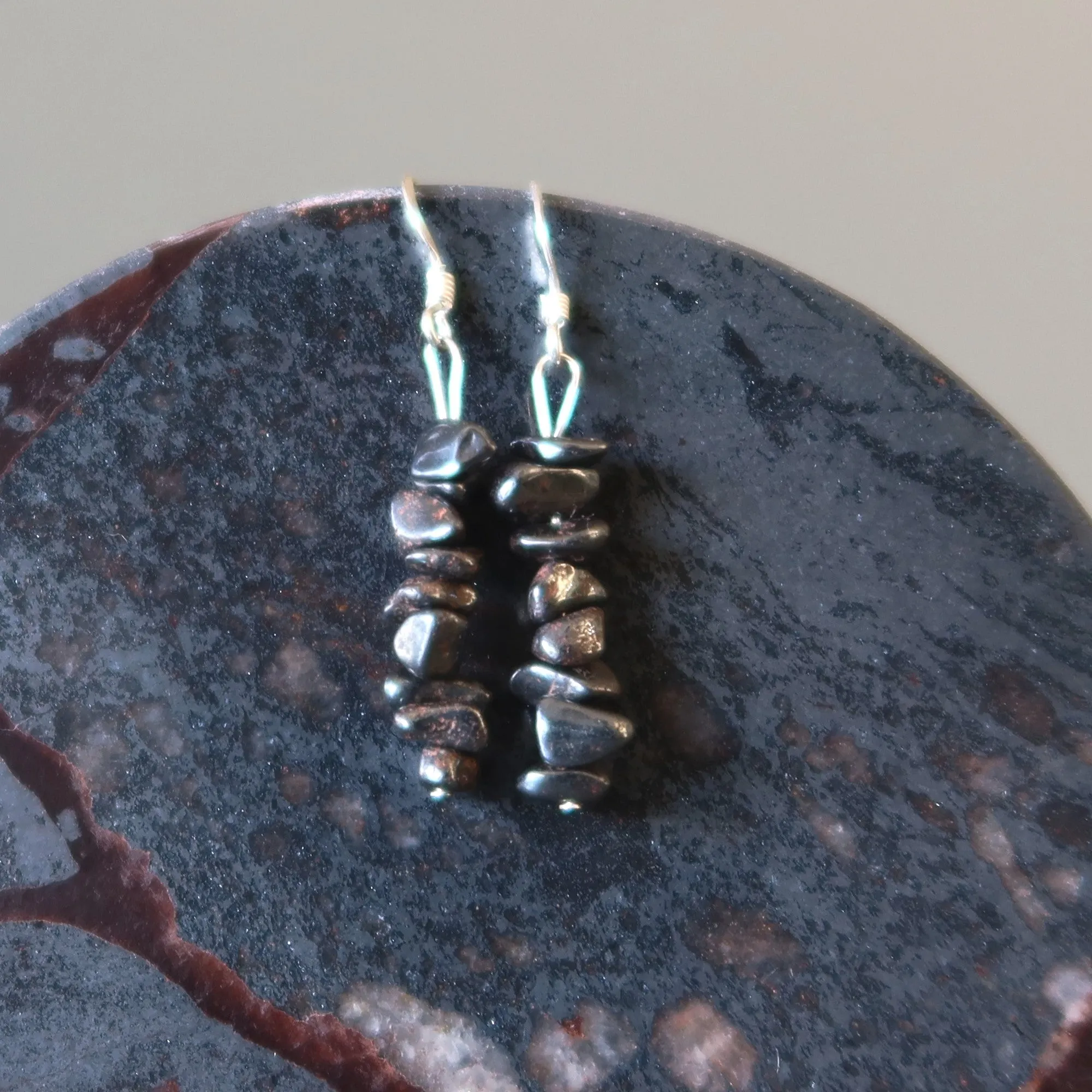 Hematite Earrings Positive Energy Dangle Stones