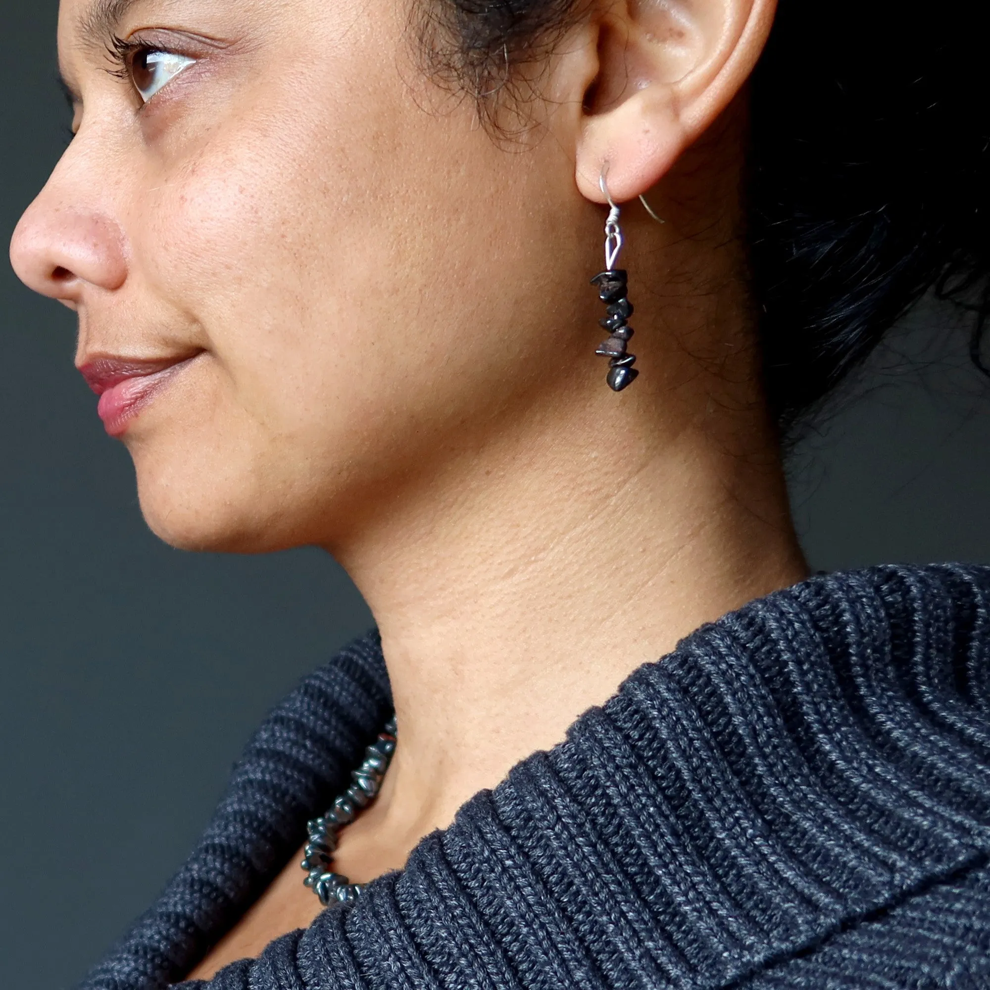 Hematite Earrings Positive Energy Dangle Stones