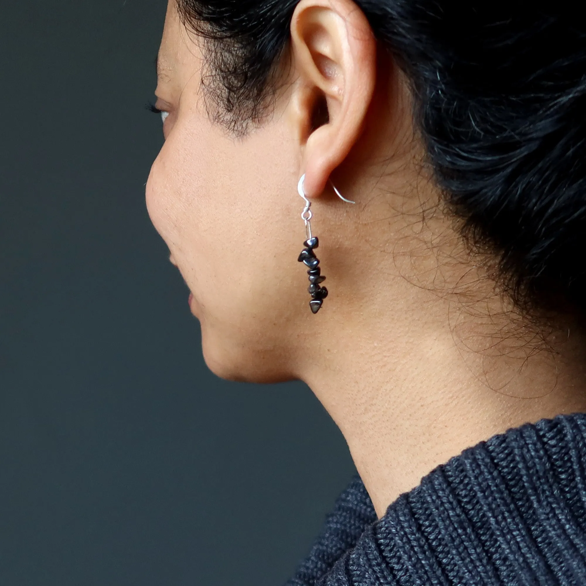 Hematite Earrings Positive Energy Dangle Stones