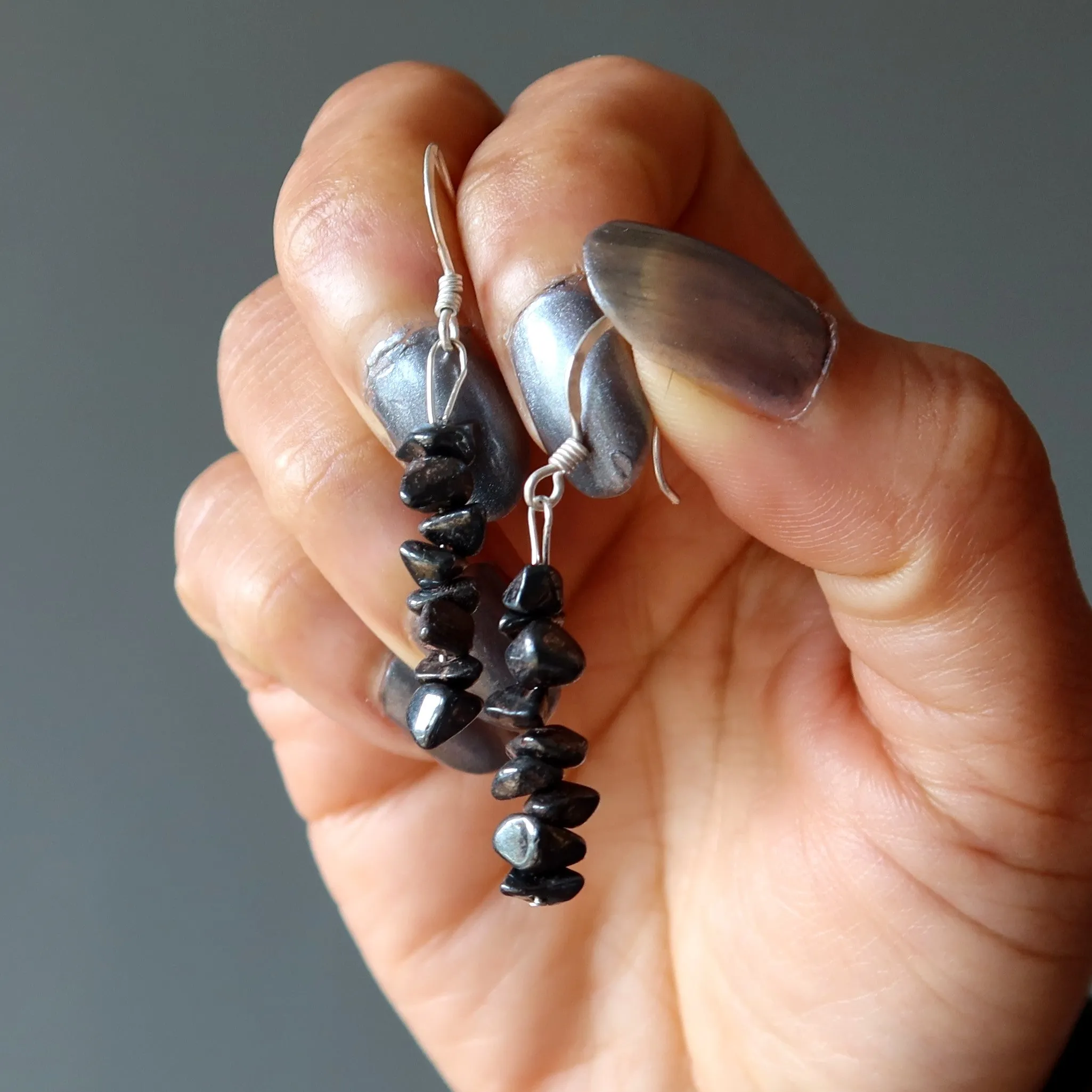 Hematite Earrings Positive Energy Dangle Stones