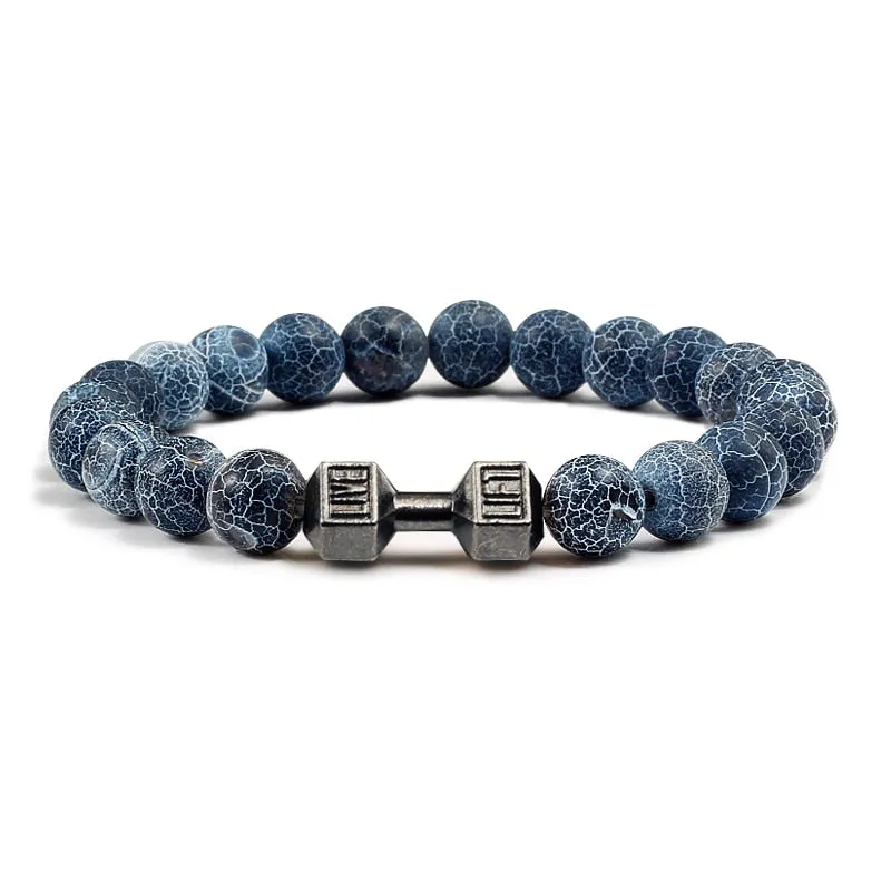 High Quality Men Beaded Bracelet Natural Black Lava