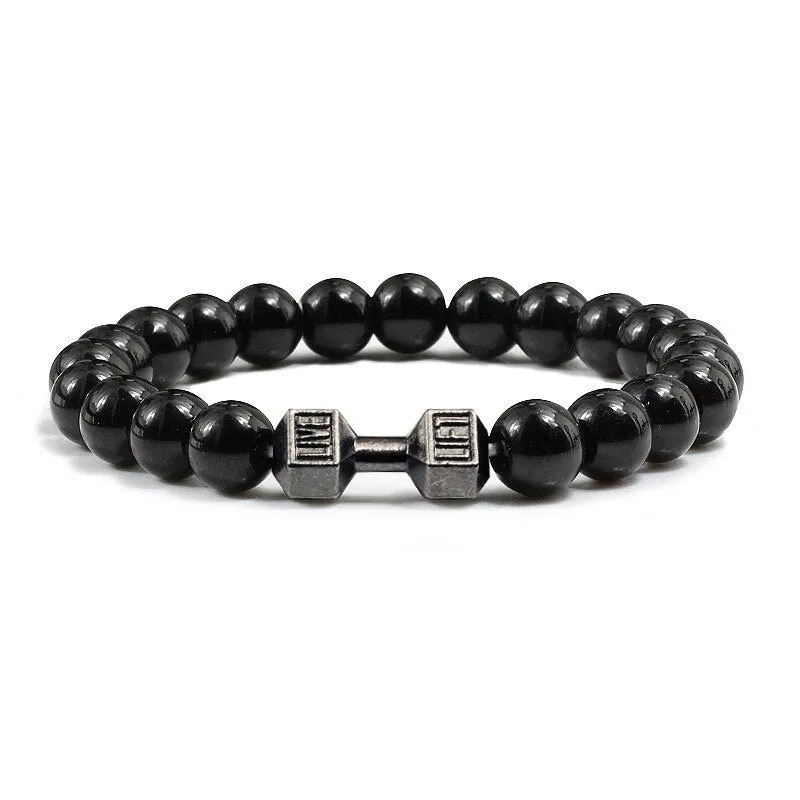 High Quality Men Beaded Bracelet Natural Black Lava