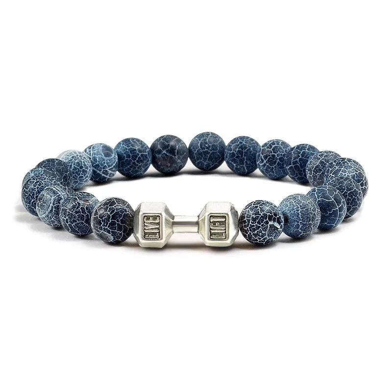 High Quality Men Beaded Bracelet Natural Black Lava