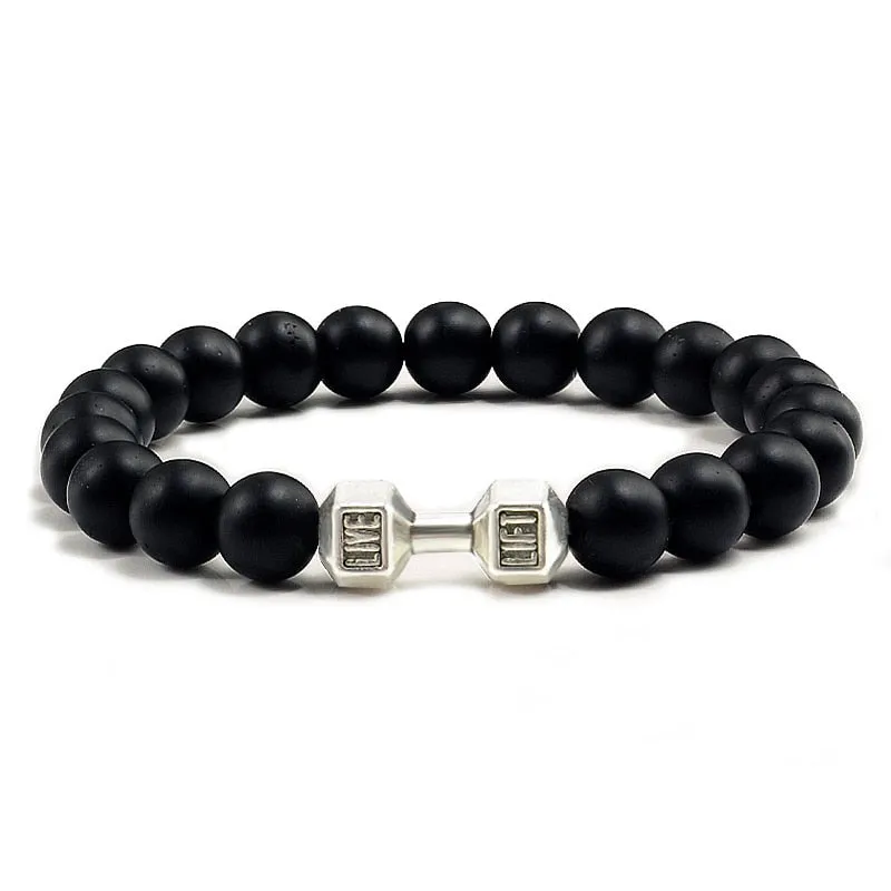 High Quality Men Beaded Bracelet Natural Black Lava
