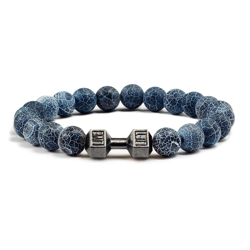 High Quality Men Beaded Bracelet Natural Black Lava