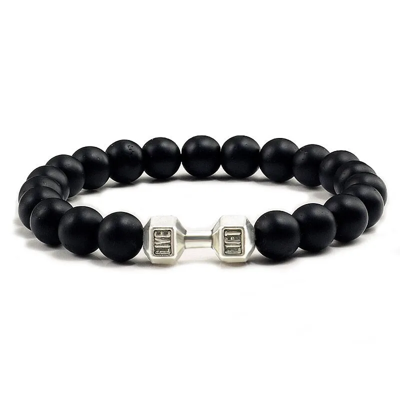 High Quality Men Beaded Bracelet Natural Black Lava