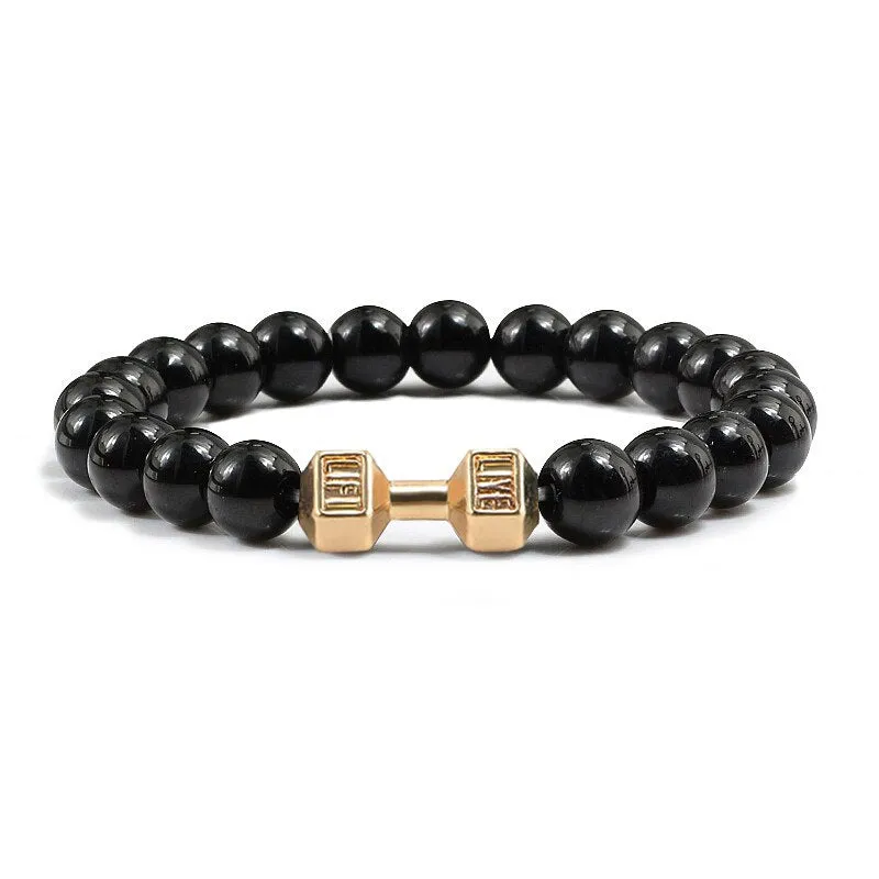High Quality Men Beaded Bracelet Natural Black Lava