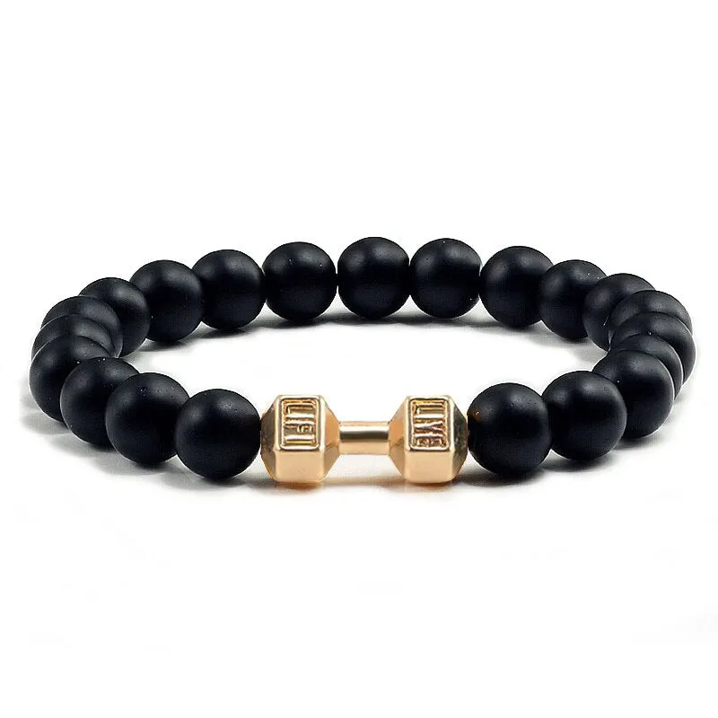 High Quality Men Beaded Bracelet Natural Black Lava