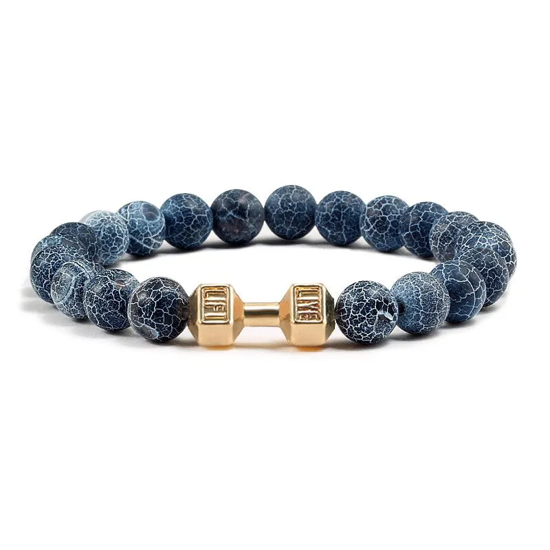 High Quality Men Beaded Bracelet Natural Black Lava