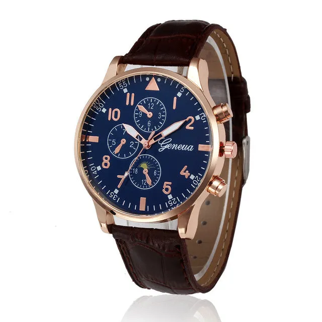 High Quality Retro Design Leather Band Analog Alloy Quartz Wrist Watch mens watches top brand luxury mens watches