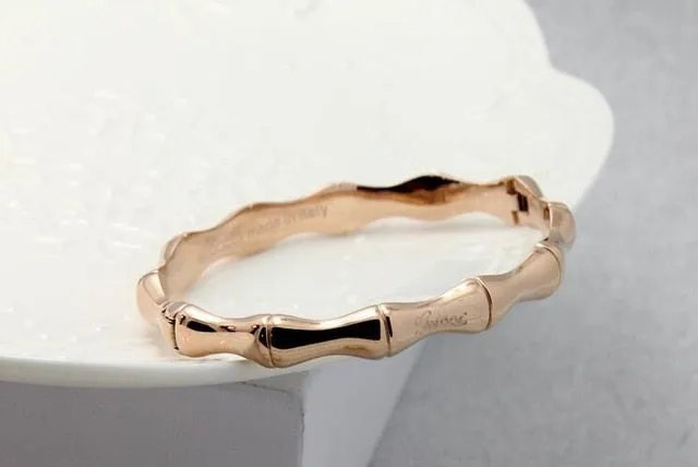 High Quality Stainless Steel Gold Bamboo Bracelets & Bangles for Women Titanium Rose Gold Fashion Jewelry Girl Friend Gifts