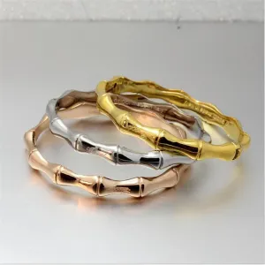 High Quality Stainless Steel Gold Bamboo Bracelets & Bangles for Women Titanium Rose Gold Fashion Jewelry Girl Friend Gifts