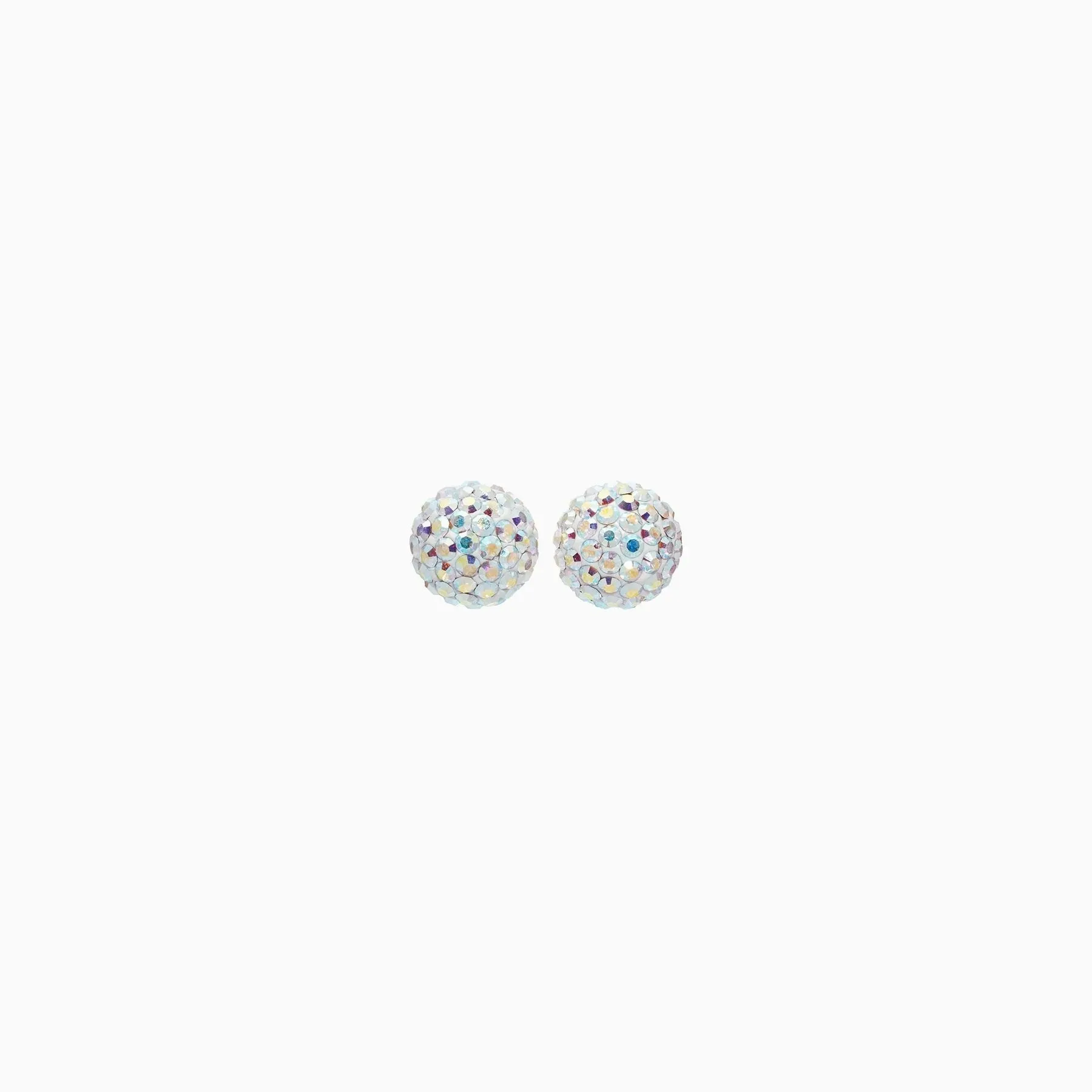 Hillberg & Berk Sterling Silver (8mm) Aurora Borealis Sparkle Ball Stud Earrings