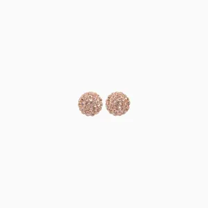 Hillberg & Berk Sterling Silver (8mm) Rose Gold Sparkle Ball Stud Earrings