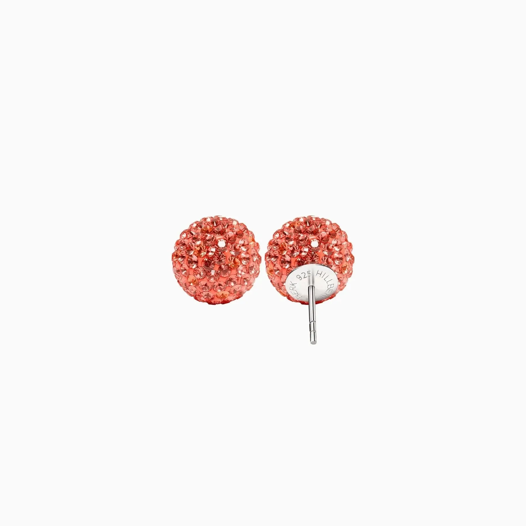 Hillberg & Berk Sterling Silver Coral Sparkle Ball Stud Earrings