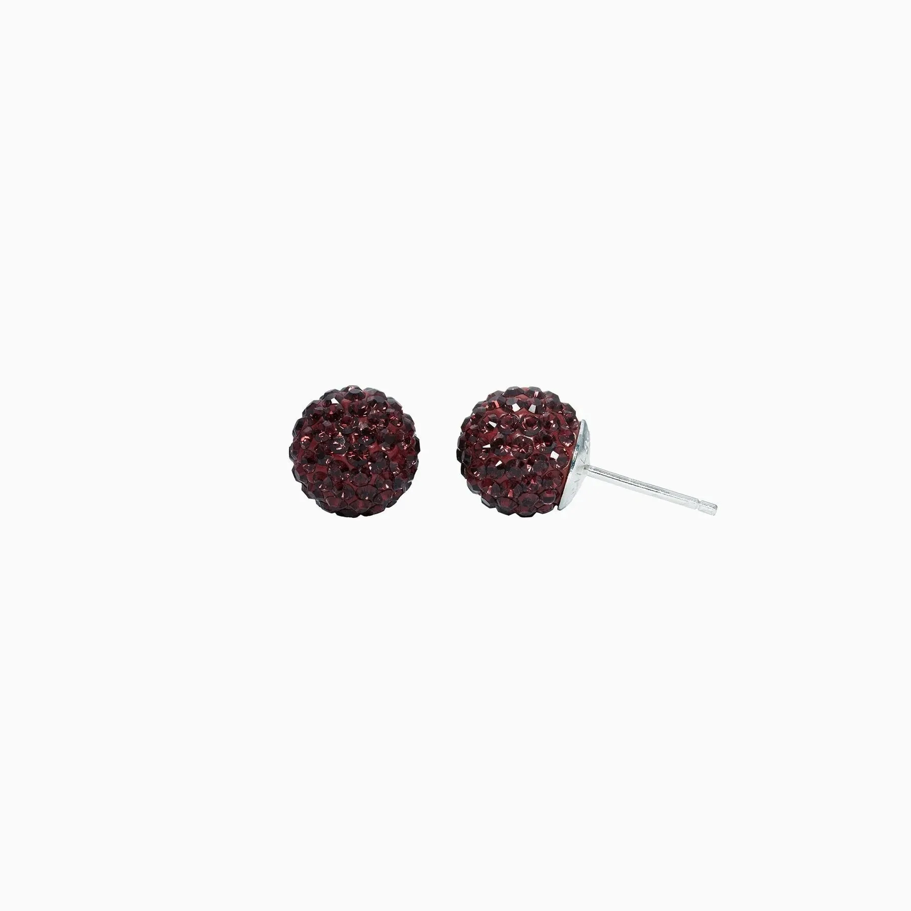 Hillberg & Berk Sterling Silver Merlot Sparkle Ball Stud Earrings