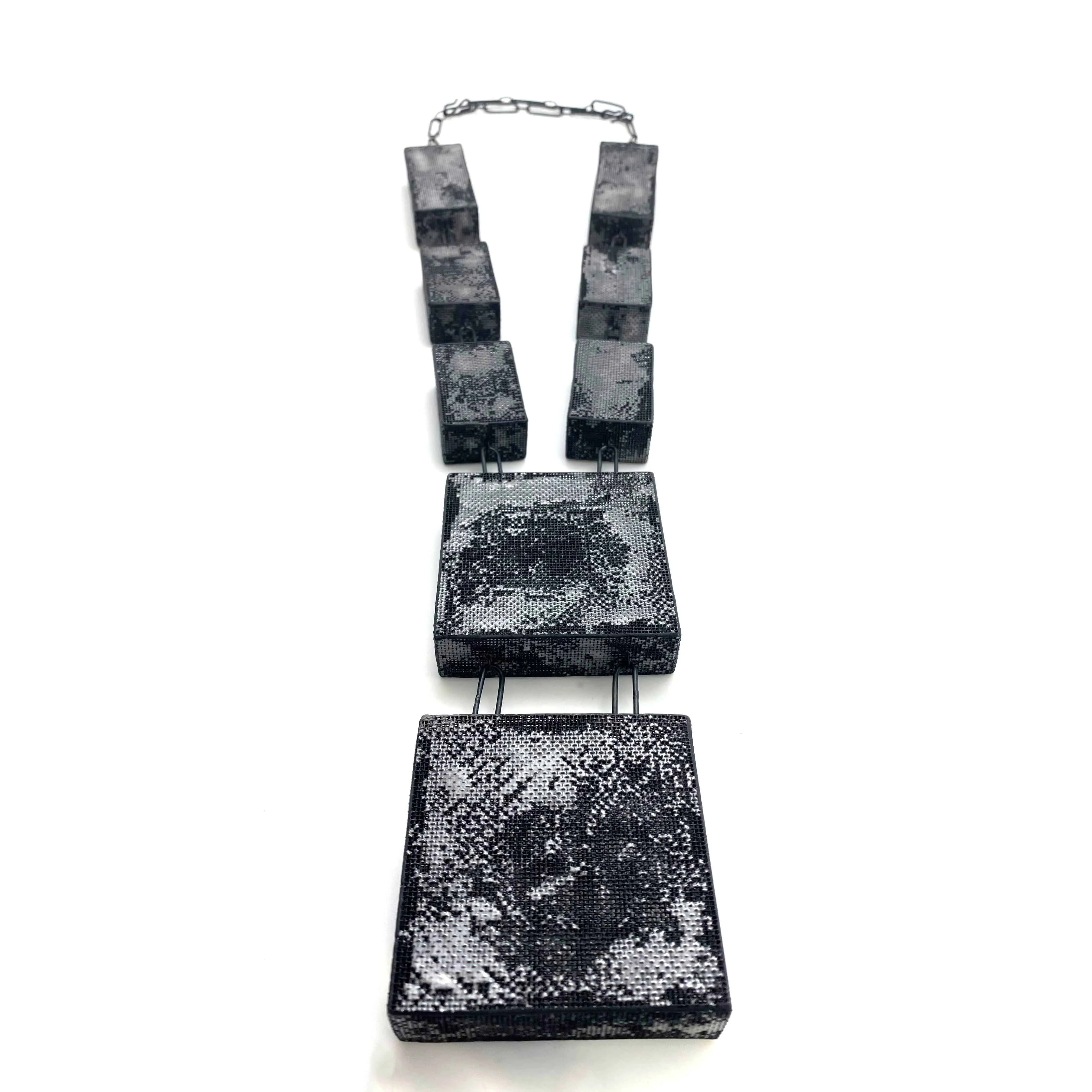 Hollow Steel Mesh Statement Necklace