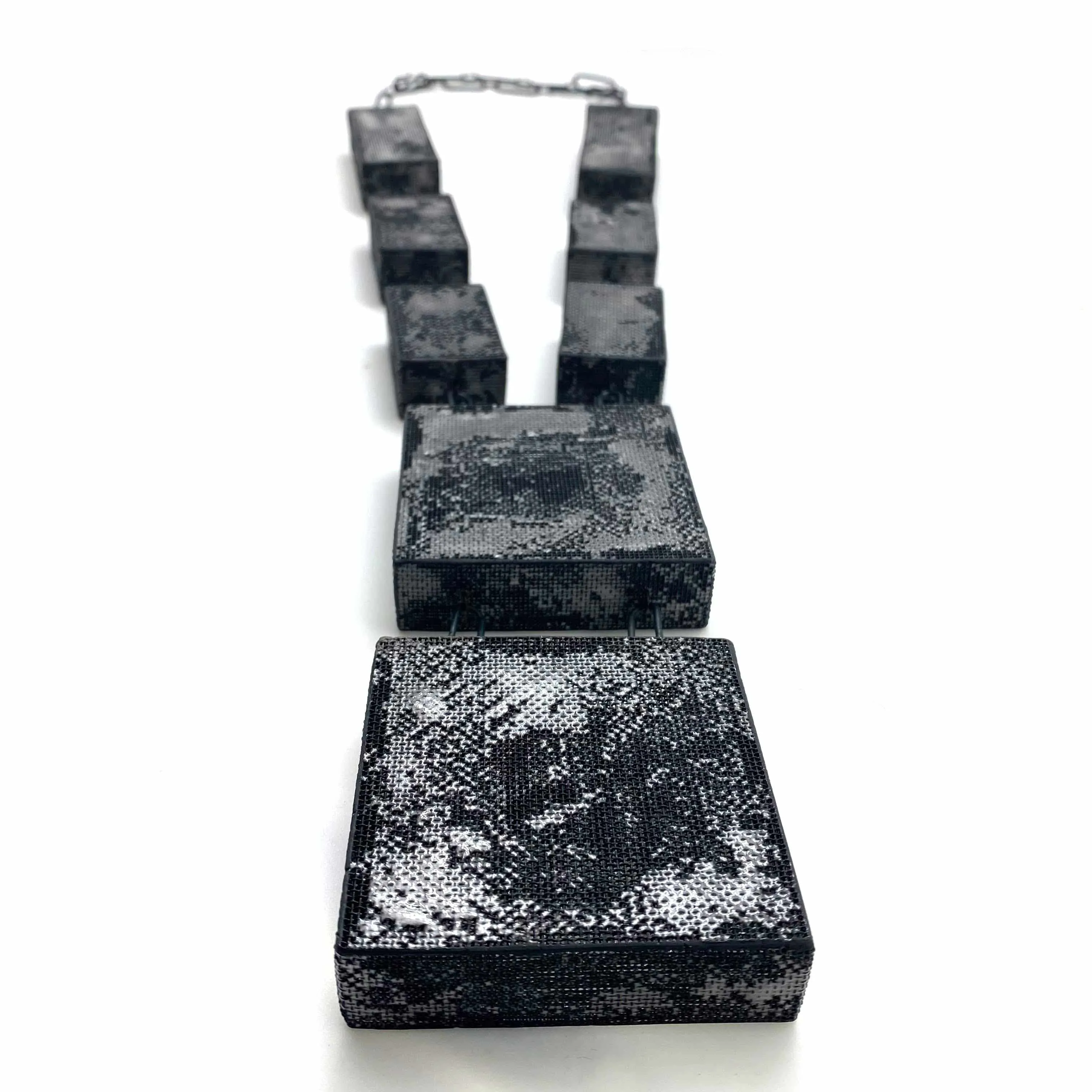 Hollow Steel Mesh Statement Necklace