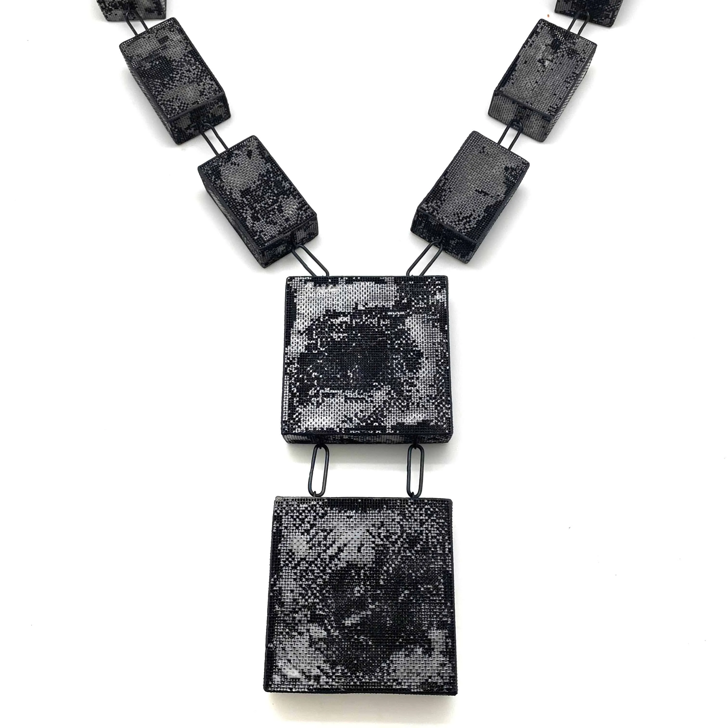 Hollow Steel Mesh Statement Necklace