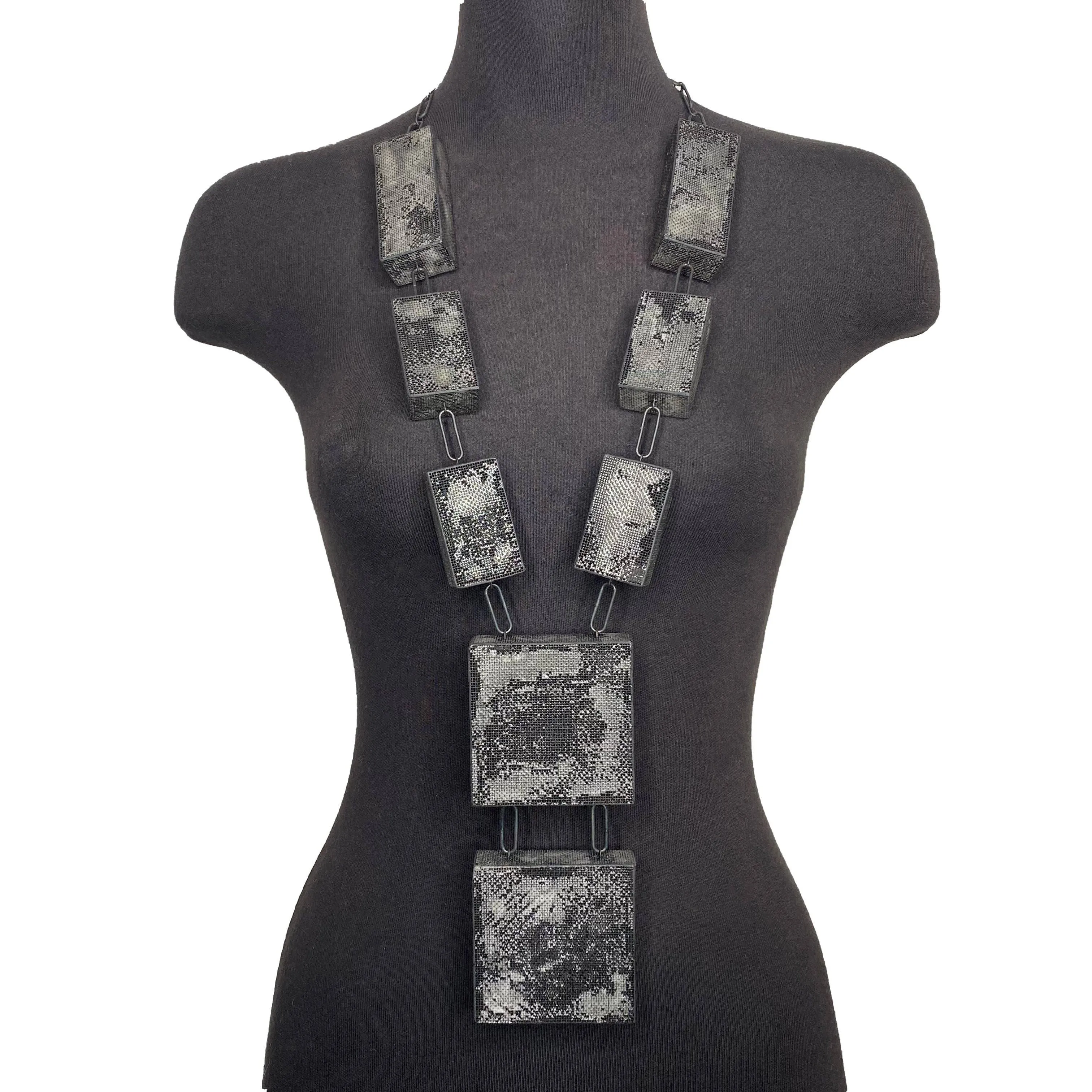 Hollow Steel Mesh Statement Necklace