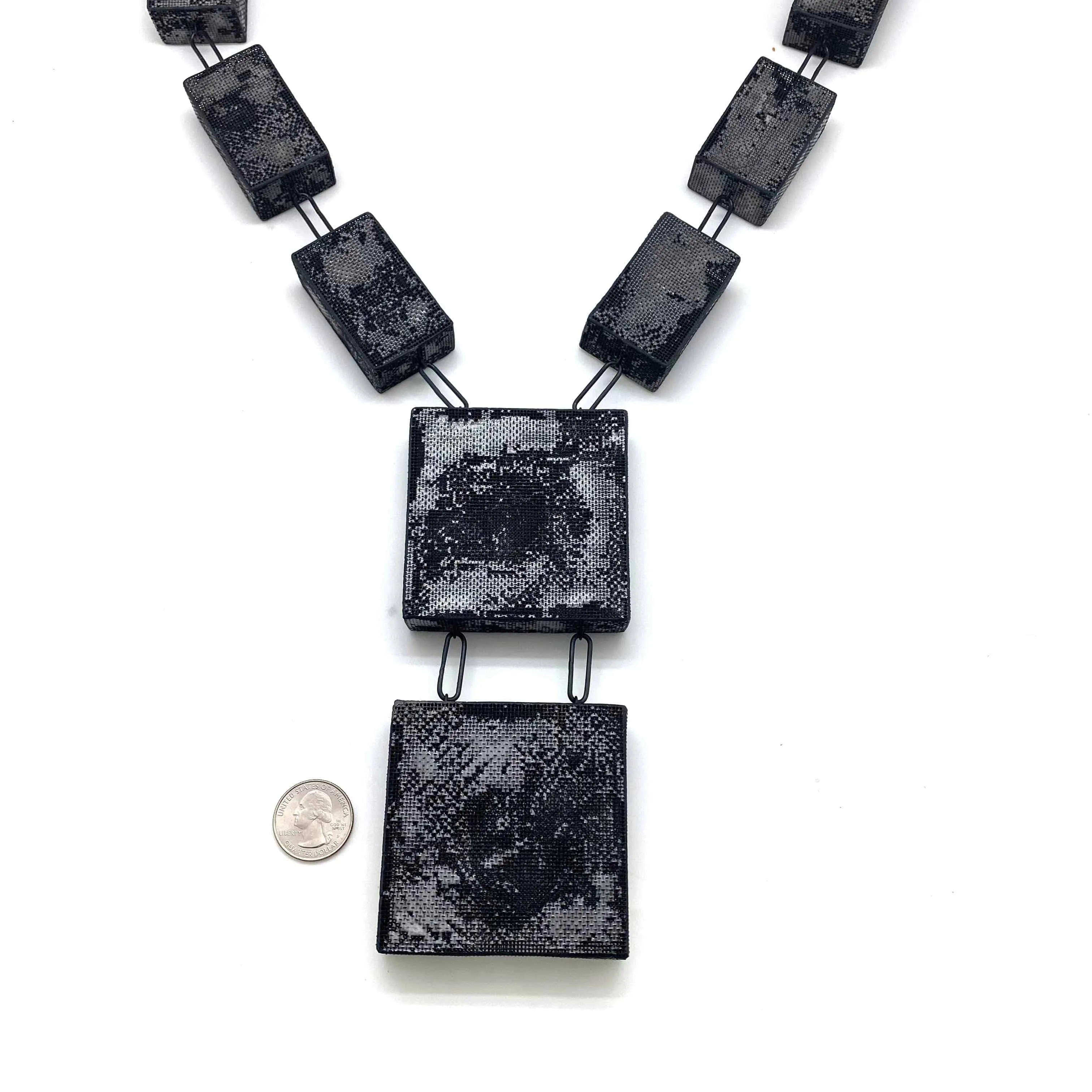 Hollow Steel Mesh Statement Necklace