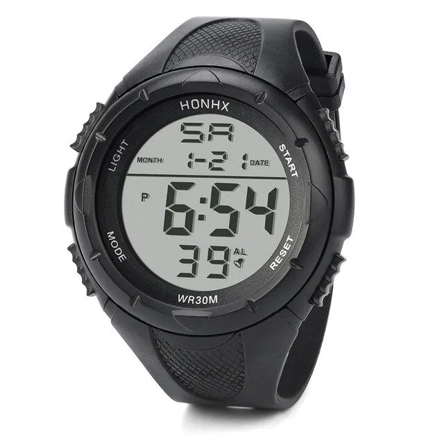 HONHX Fashion Electronic Watches Men's LED Digital Alarm Sport Watch Silicone Military Army Quartz Wristwatch relogio masculino