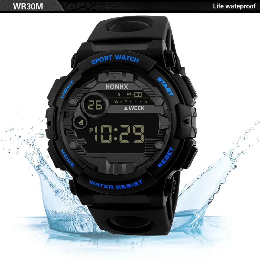 HONHX LED Electronic Watch Men Sports Wrist Watches Alarm Watch Silicone Military Army Life resistant Male Clock Relogio 618