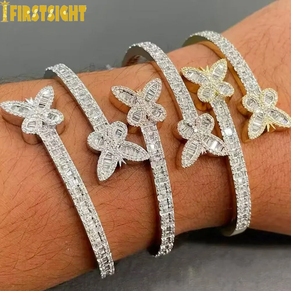 Iced Out Bling Opened Butterfly Charm Bracelet