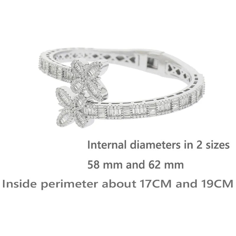Iced Out Bling Opened Butterfly Charm Bracelet