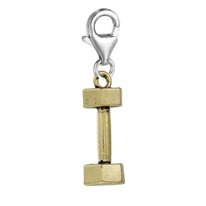 inch Barbellinch  Weights Dumbbell Fitness Sports Gym Jewelry clip on charm for bracelet or Necklace