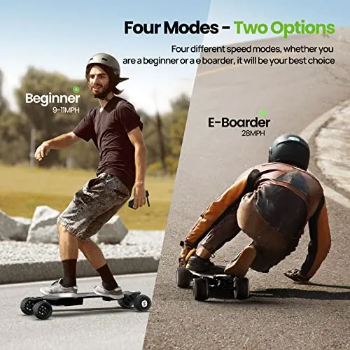 isinwheel V8 Electric Skateboard with Remote, 1200W Brushless Motor, 30 Mph Top Speed & 12 Miles Range, IP54 Waterproof, Electric Longboard for Adults ＆Teens with Green Ambient Light
