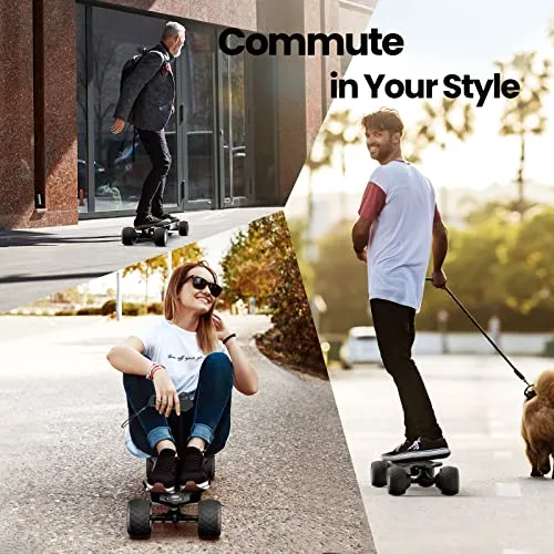 isinwheel V8 Electric Skateboard with Remote, 1200W Brushless Motor, 30 Mph Top Speed & 12 Miles Range, IP54 Waterproof, Electric Longboard for Adults ＆Teens with Green Ambient Light