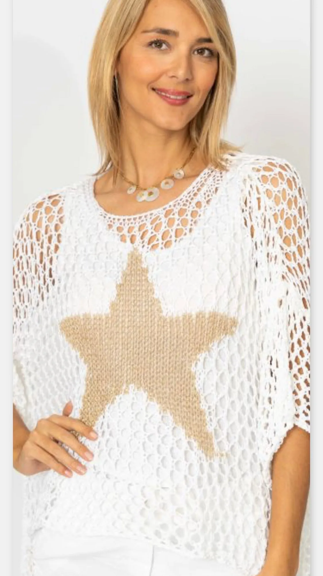 Italian Hand-Crocheted Star Mesh Top