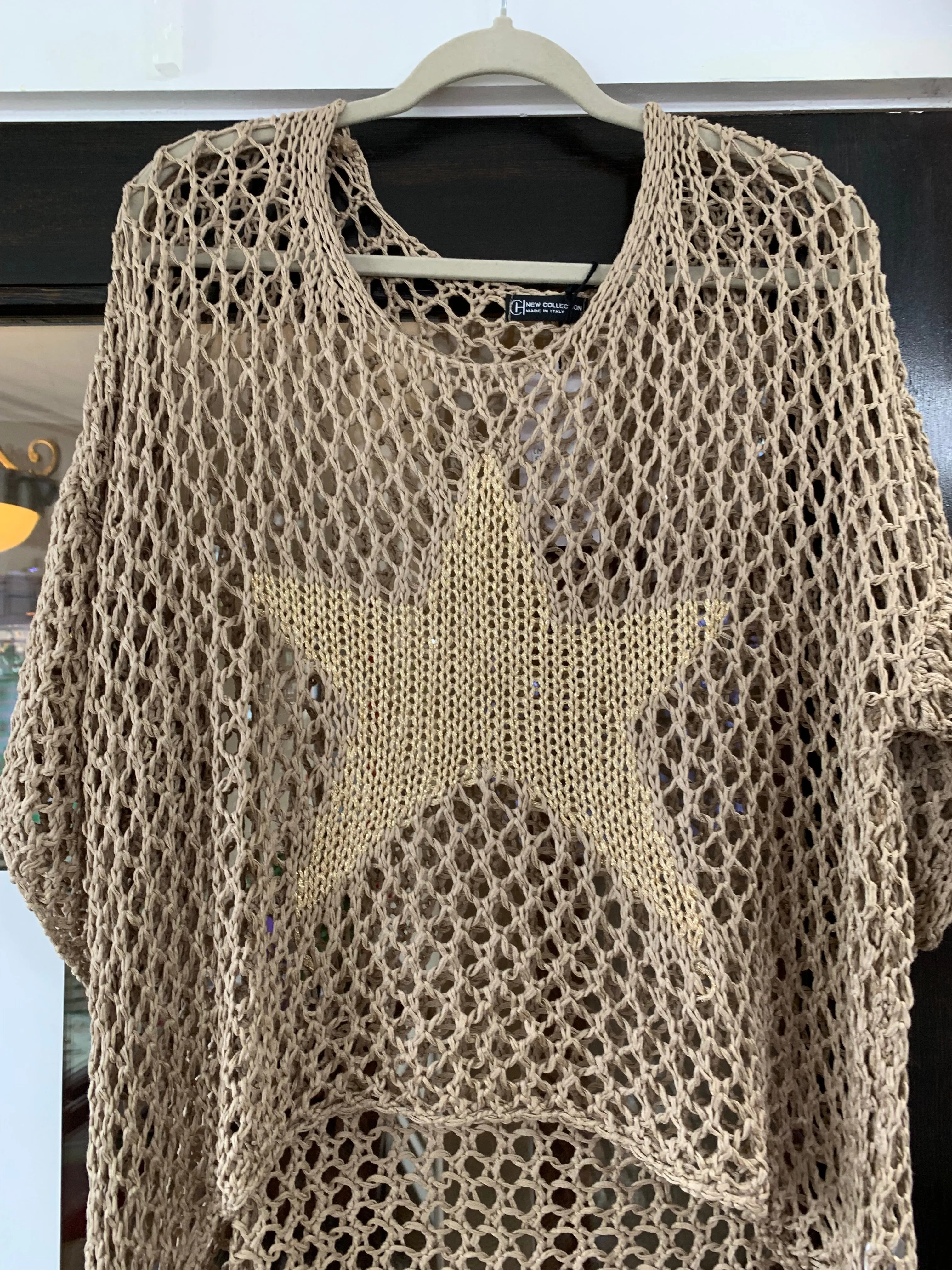 Italian Hand-Crocheted Star Mesh Top