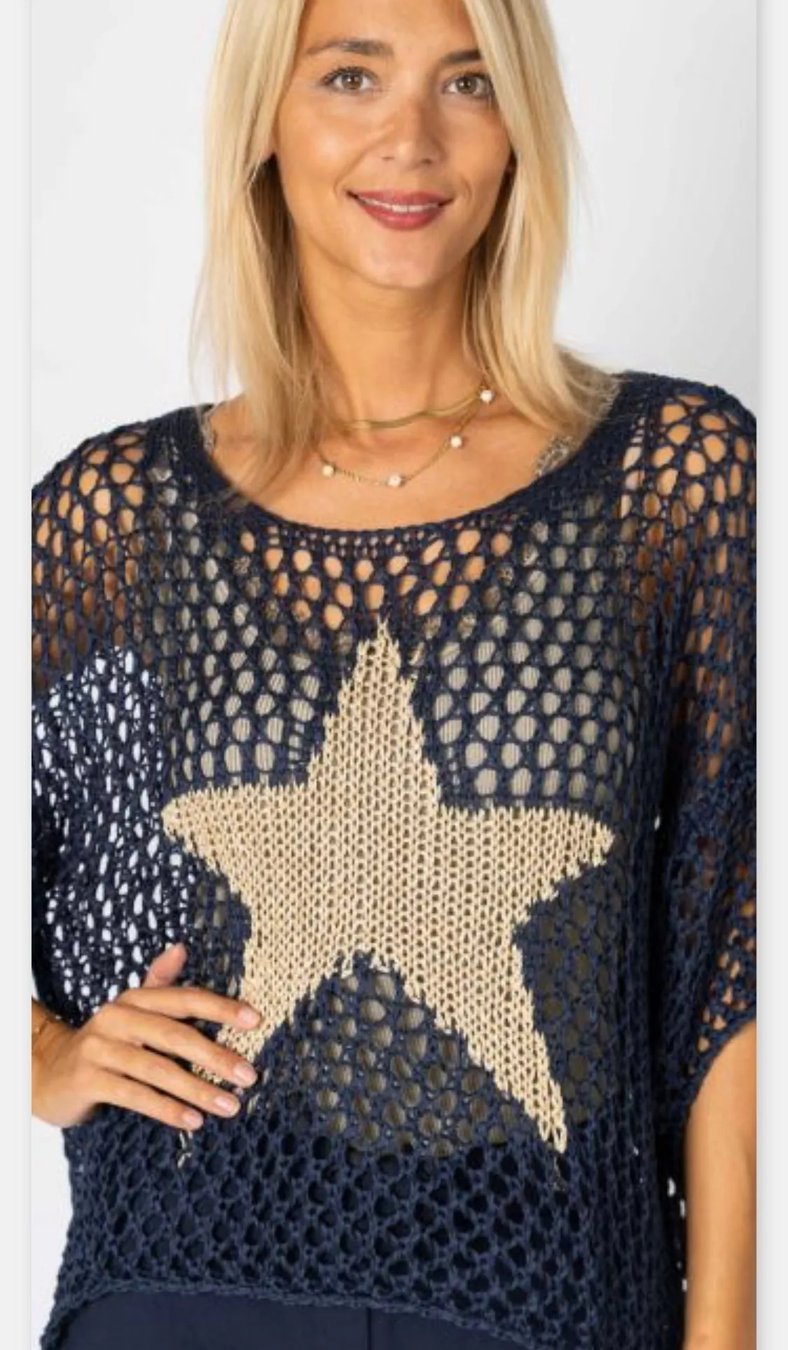 Italian Hand-Crocheted Star Mesh Top