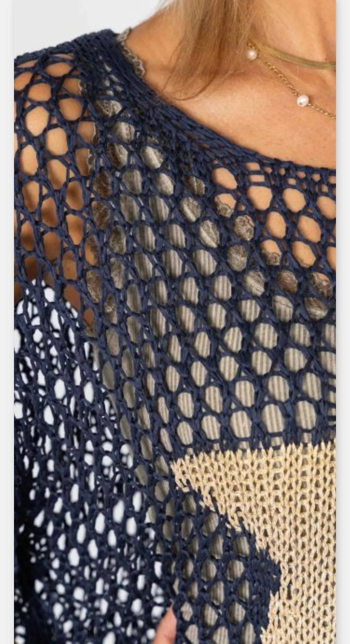 Italian Hand-Crocheted Star Mesh Top