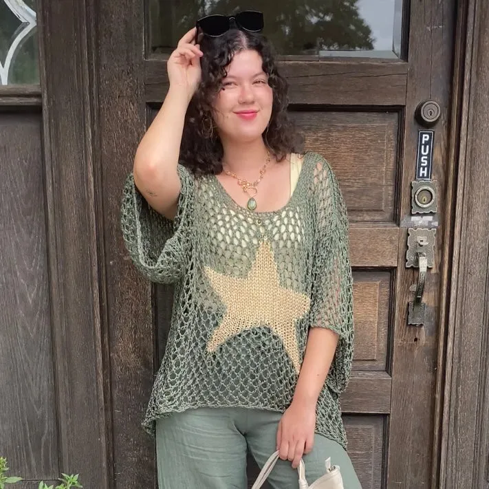Italian Hand-Crocheted Star Mesh Top