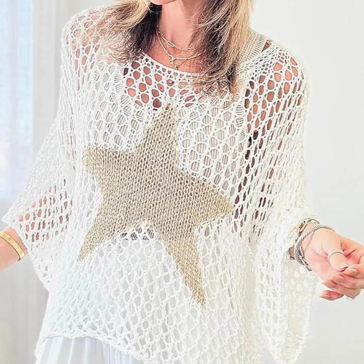 Italian Hand-Crocheted Star Mesh Top
