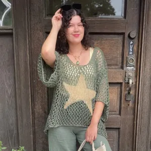 Italian Hand-Crocheted Star Mesh Top
