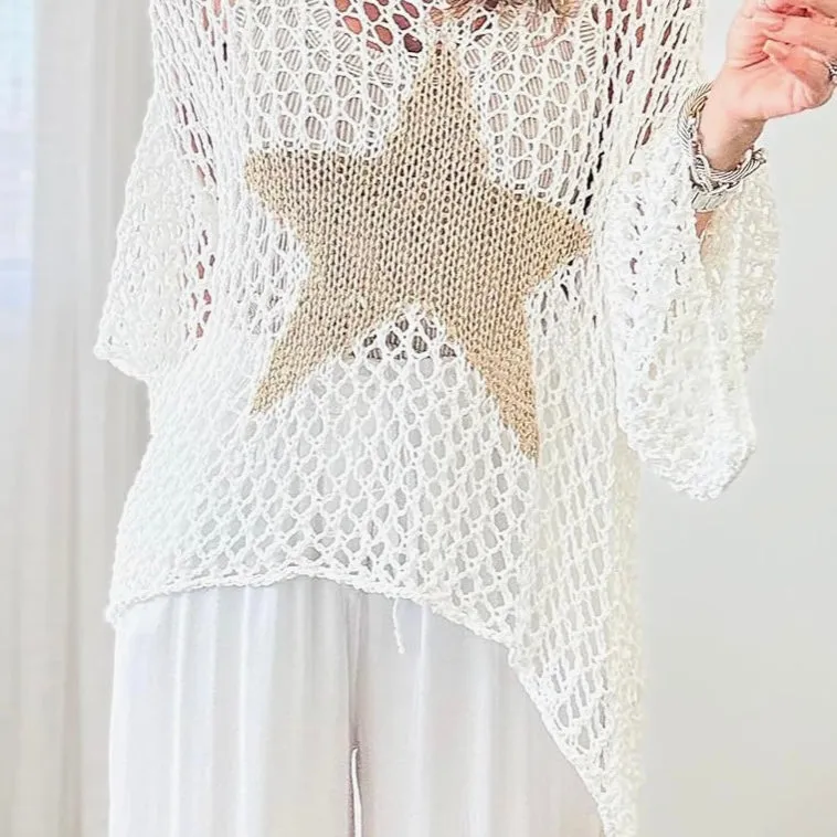 Italian Hand-Crocheted Star Mesh Top