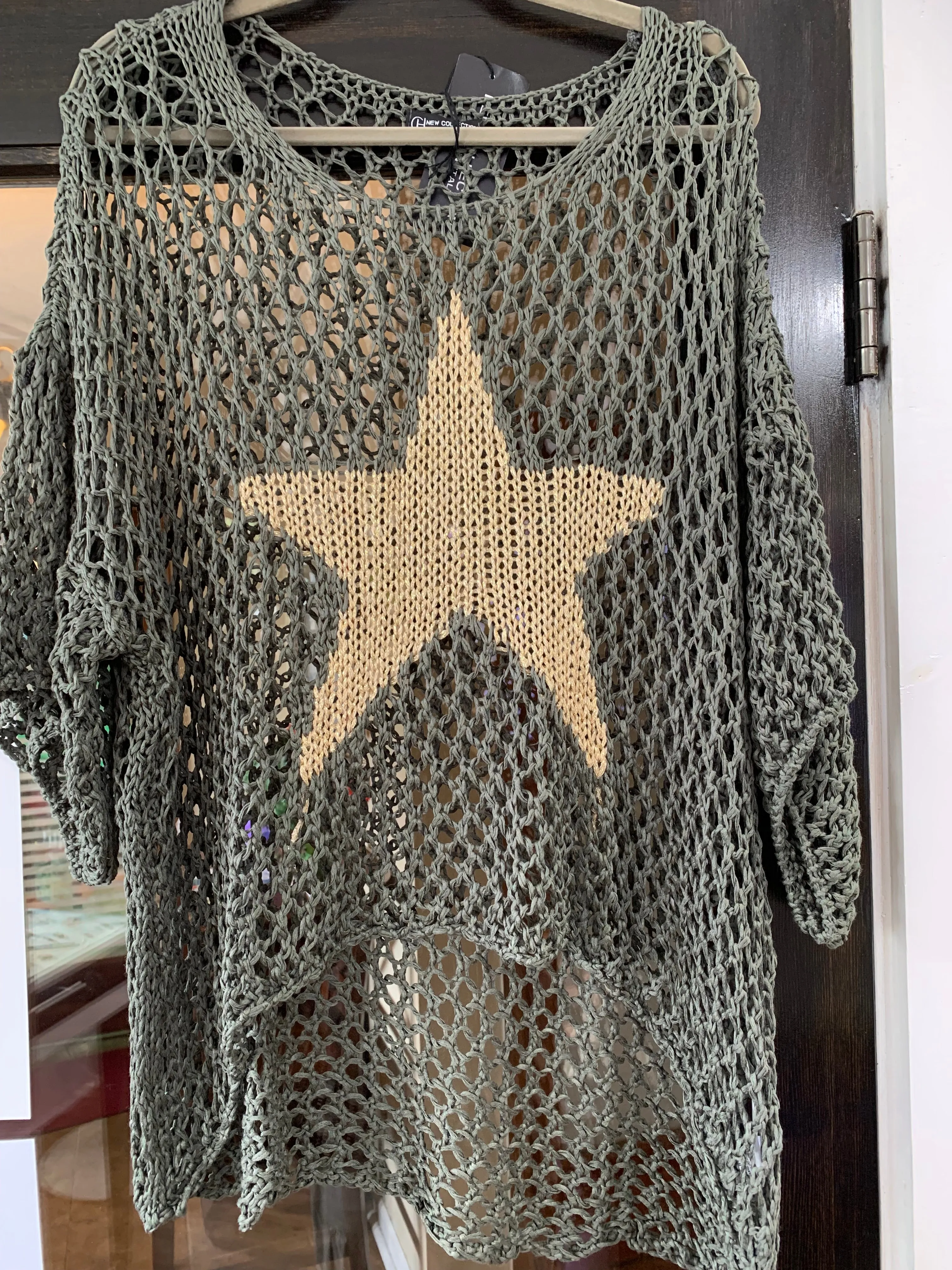 Italian Hand-Crocheted Star Mesh Top