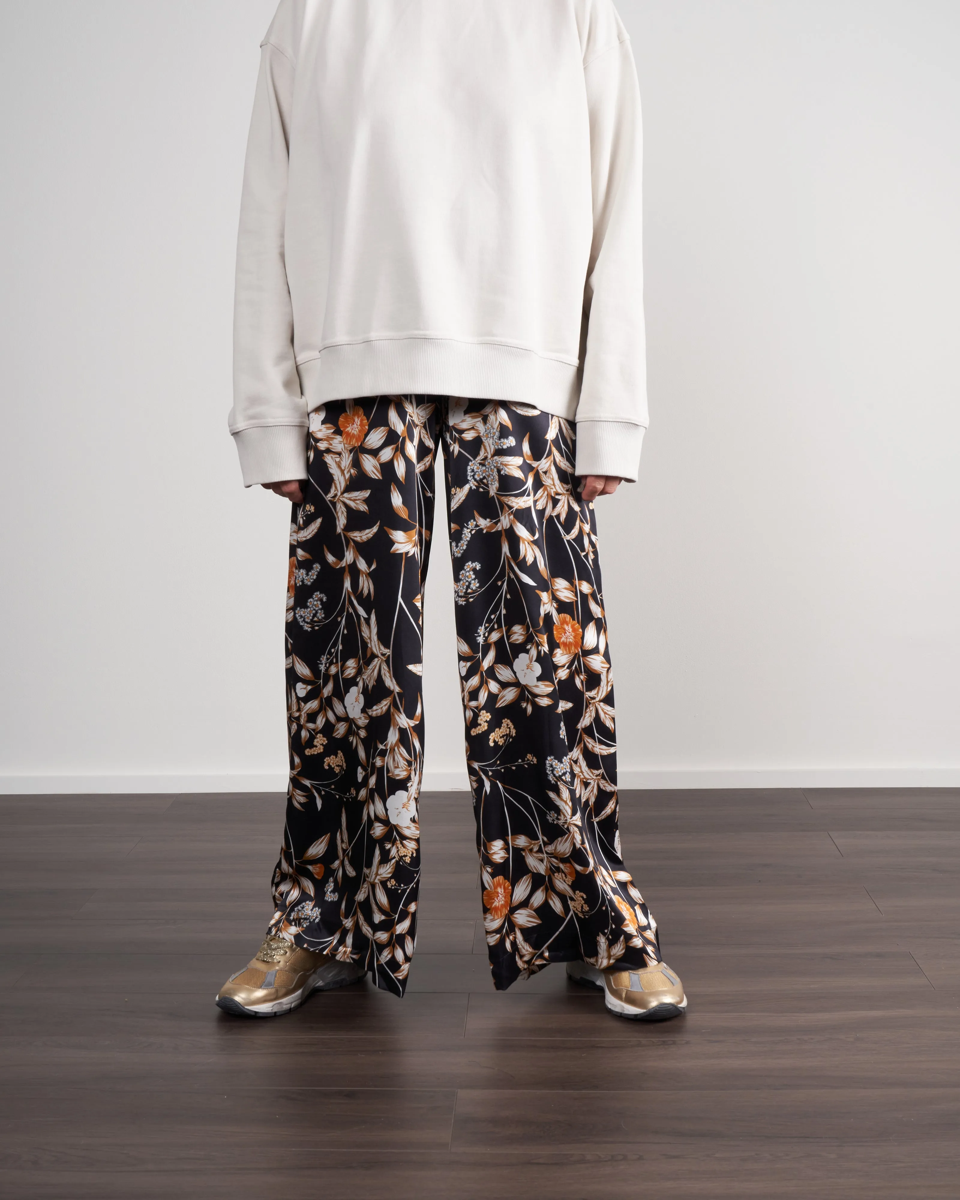 jade silk pant - black floral