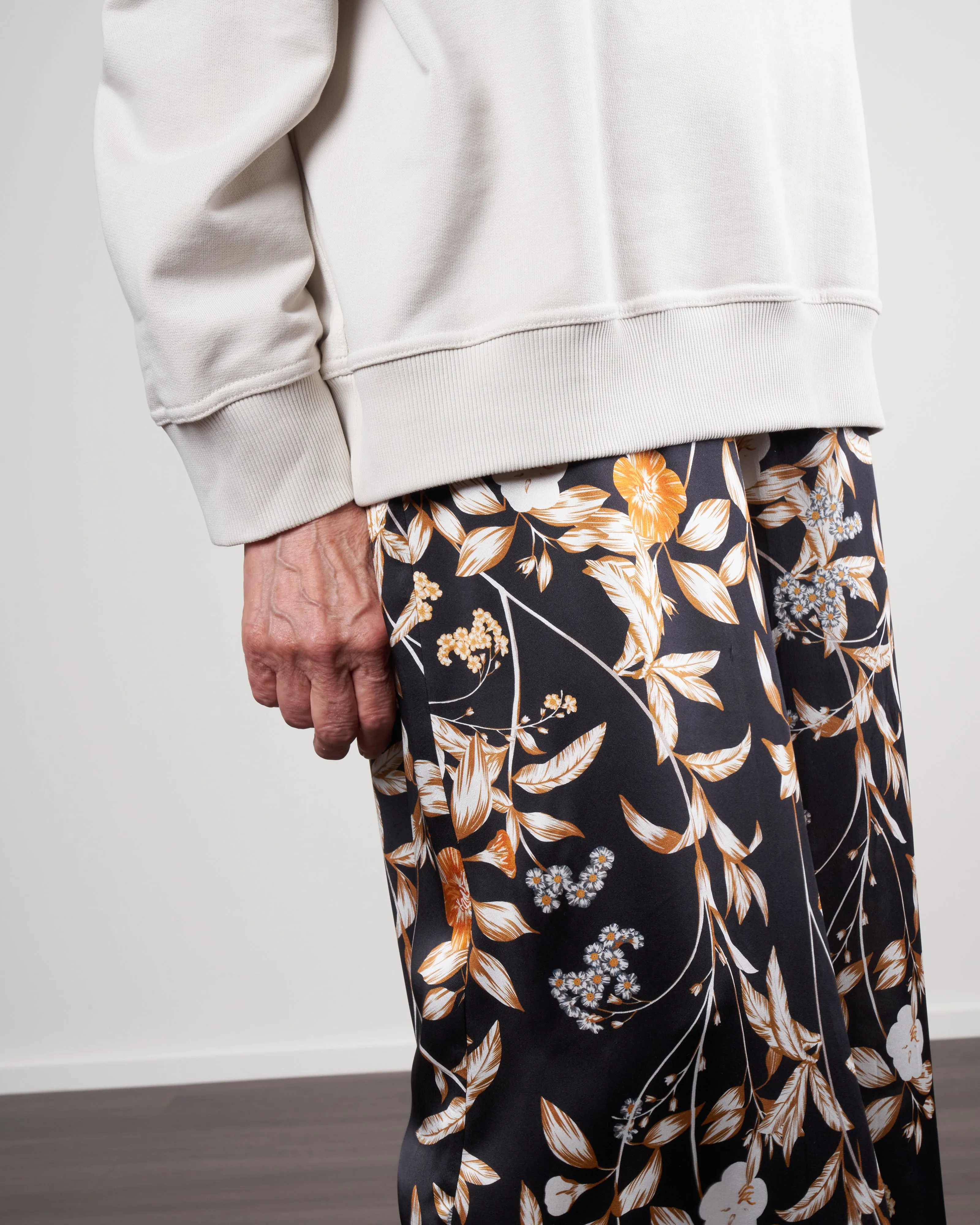 jade silk pant - black floral