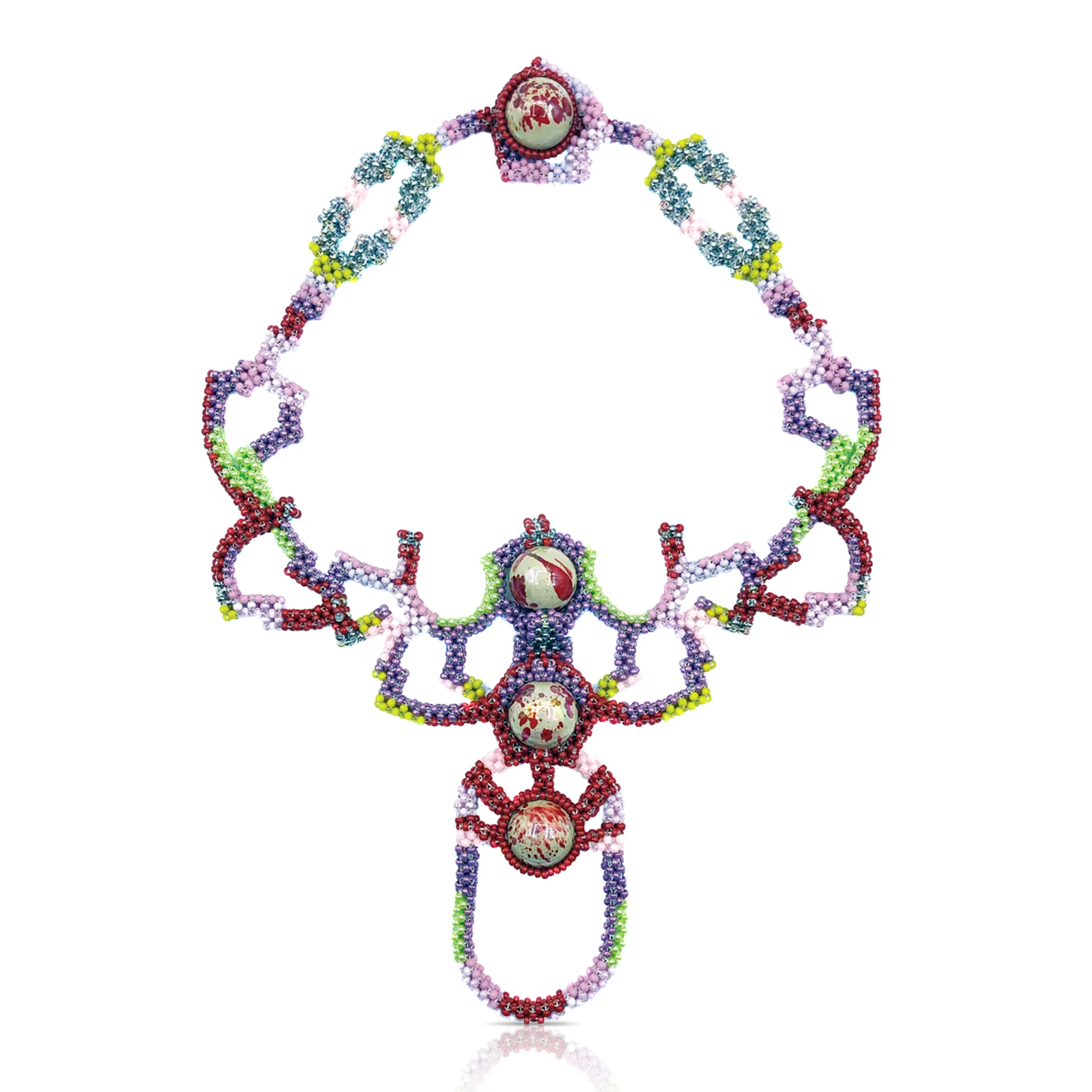Japanese and Vintage Beads Beetle Collar Necklace