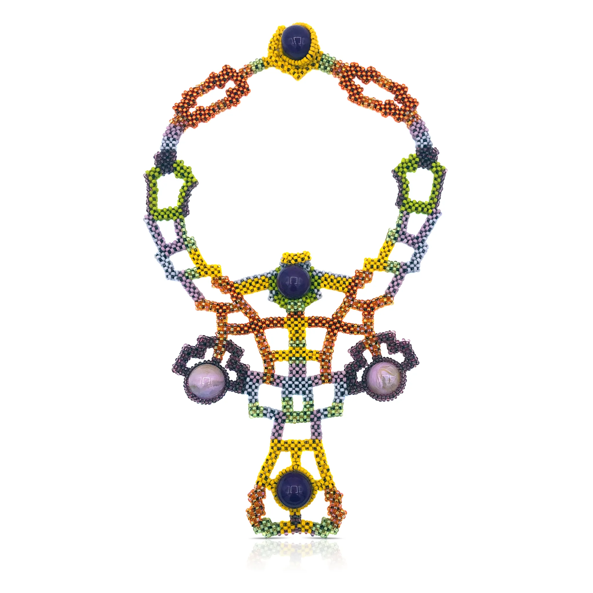 Japanese and Vintage Beads Emperor`s Grooves Collar Necklace