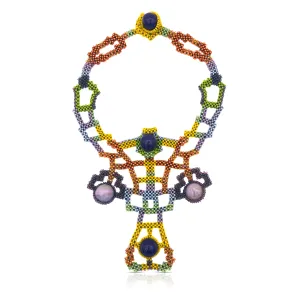 Japanese and Vintage Beads Emperor`s Grooves Collar Necklace