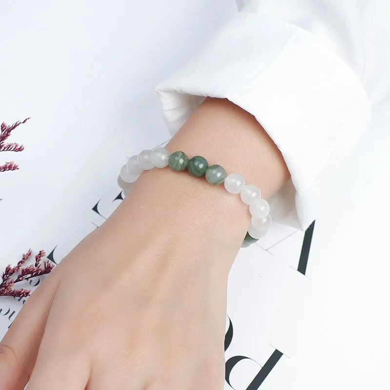 JD Fine AAA Natural Ice Green Jade Bracelet